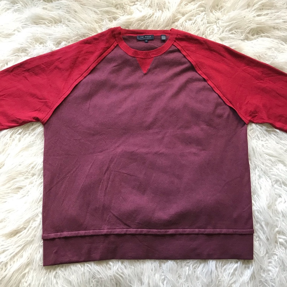 ted baker‎ mens red burgundy long sleeve shirt